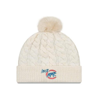 Women's Iowa Cubs Cable Knit Beanie, Ivory