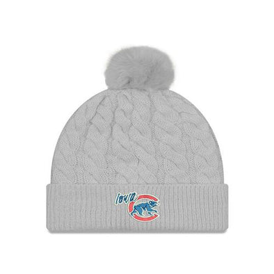 Women's Iowa Cubs Cable Knit Beanie, Gray