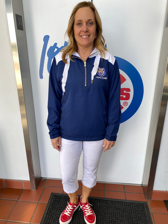 Women's Iowa Cubs Anorak Quarter Zip Jacket, Navy/White
