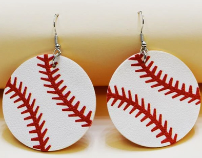 Women's Baseball Leather Drop Earrings